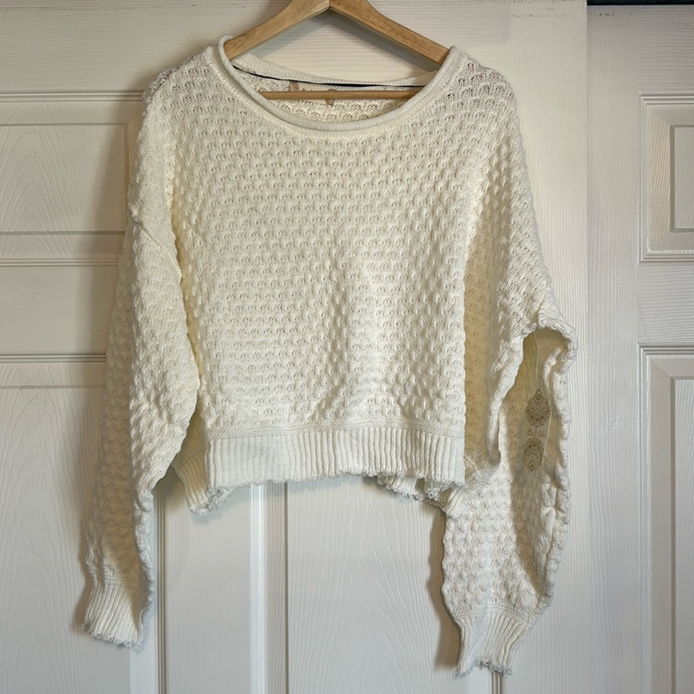 Altar’d State medium cream colored, somewhat cropped, knit sweater